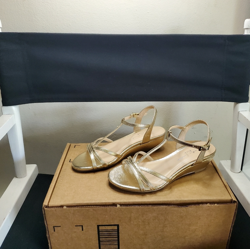 PARADOX LONDON Womens Tessa Wedge Sandal Size 5, Champagne - Picture 5 of 11
